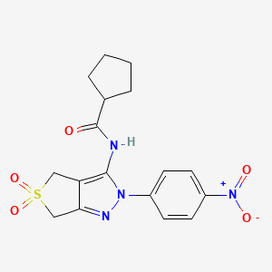 N-(2-(4-nitrophenyl)-5,5-dioxido-4,6-dihydro-2H-thieno[3,4-c]pyrazol-3-yl)cyclopentanecarboxamide