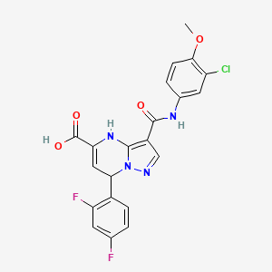 molecular formula C21H15ClF2N4O4 B11209716 3-[(3-Chloro-4-methoxyphenyl)carbamoyl]-7-(2,4-difluorophenyl)-4,7-dihydropyrazolo[1,5-a]pyrimidine-5-carboxylic acid 