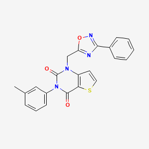 molecular formula C22H16N4O3S B11209719 1-((3-phenyl-1,2,4-oxadiazol-5-yl)methyl)-3-(m-tolyl)thieno[3,2-d]pyrimidine-2,4(1H,3H)-dione 