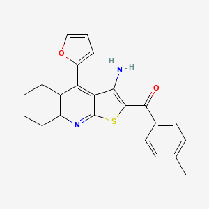 [3-Amino-4-(furan-2-yl)-5,6,7,8-tetrahydrothieno[2,3-b]quinolin-2-yl](4-methylphenyl)methanone