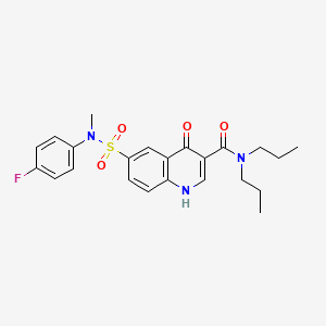 molecular formula C23H26FN3O4S B11209766 6-[[(4-Fluorophenyl)methylamino]sulfonyl]-1,4-dihydro-4-oxo-N,N-dipropyl-3-quinolinecarboxamide 