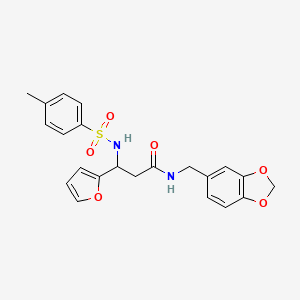 molecular formula C22H22N2O6S B11209784 N-(benzo[1,3]dioxol-5-ylmethyl)-3-(2-furyl)-3-[(4-methylphenyl)sulfonylamino]propanamide CAS No. 6777-28-2