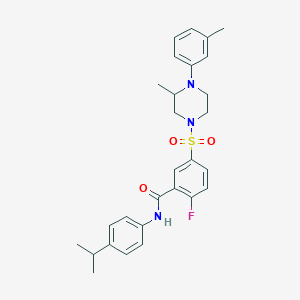 2-Fluoro-N-(4-isopropylphenyl)-5-((3-methyl-4-(m-tolyl)piperazin-1-yl)sulfonyl)benzamide