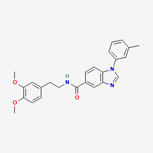 molecular formula C25H25N3O3 B11209885 N-[2-(3,4-dimethoxyphenyl)ethyl]-1-(3-methylphenyl)-1H-benzimidazole-5-carboxamide CAS No. 451496-97-2