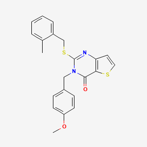 molecular formula C22H20N2O2S2 B11209933 3-(4-methoxybenzyl)-2-[(2-methylbenzyl)sulfanyl]thieno[3,2-d]pyrimidin-4(3H)-one 