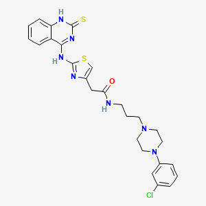 molecular formula C26H28ClN7OS2 B11209941 N-{3-[4-(3-chlorophenyl)piperazin-1-yl]propyl}-2-{2-[(2-thioxo-1,2-dihydroquinazolin-4-yl)amino]-1,3-thiazol-4-yl}acetamide 