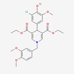 Diethyl 4-(3-chloro-4-hydroxy-5-methoxyphenyl)-1-(3,4-dimethoxybenzyl)-1,4-dihydropyridine-3,5-dicarboxylate