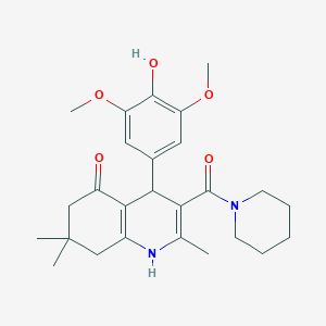 molecular formula C26H34N2O5 B11210079 4-(4-hydroxy-3,5-dimethoxyphenyl)-2,7,7-trimethyl-3-(piperidin-1-ylcarbonyl)-4,6,7,8-tetrahydroquinolin-5(1H)-one 