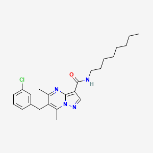 molecular formula C24H31ClN4O B11210125 6-[(3-chlorophenyl)methyl]-5,7-dimethyl-N-octylpyrazolo[1,5-a]pyrimidine-3-carboxamide CAS No. 6802-18-2