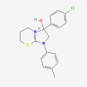 molecular formula C19H20ClN2OS+ B11210130 3-(4-chlorophenyl)-3-hydroxy-1-(4-methylphenyl)-2,3,6,7-tetrahydro-5H-imidazo[2,1-b][1,3]thiazin-1-ium 