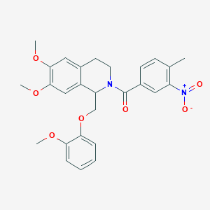 (6,7-dimethoxy-1-((2-methoxyphenoxy)methyl)-3,4-dihydroisoquinolin-2(1H)-yl)(4-methyl-3-nitrophenyl)methanone