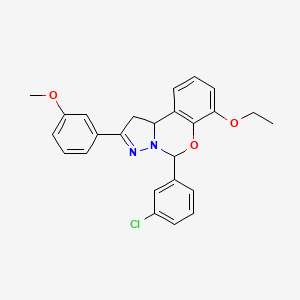 molecular formula C25H23ClN2O3 B11210188 5-(3-Chlorophenyl)-7-ethoxy-2-(3-methoxyphenyl)-1,10b-dihydropyrazolo[1,5-c][1,3]benzoxazine 