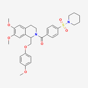 (6,7-dimethoxy-1-((4-methoxyphenoxy)methyl)-3,4-dihydroisoquinolin-2(1H)-yl)(4-(piperidin-1-ylsulfonyl)phenyl)methanone