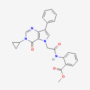 molecular formula C25H22N4O4 B11210223 methyl 2-{[(3-cyclopropyl-4-oxo-7-phenyl-3,4-dihydro-5H-pyrrolo[3,2-d]pyrimidin-5-yl)acetyl]amino}benzoate 