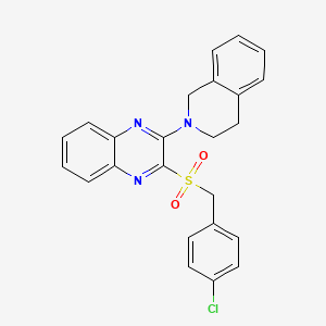 molecular formula C24H20ClN3O2S B11210235 2-[(4-Chlorophenyl)methanesulfonyl]-3-(1,2,3,4-tetrahydroisoquinolin-2-yl)quinoxaline 