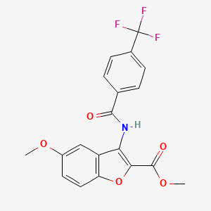 molecular formula C19H14F3NO5 B11210274 5-Methoxy-3-(4-trifluoromethyl-benzoylamino)-benzofuran-2-carboxylic acid methyl ester 