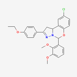 molecular formula C26H25ClN2O4 B11210296 9-Chloro-5-(2,3-dimethoxyphenyl)-2-(4-ethoxyphenyl)-1,10b-dihydropyrazolo[1,5-c][1,3]benzoxazine 