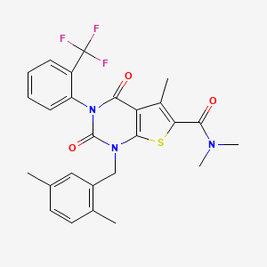 1-[(2,5-dimethylphenyl)methyl]-N,N,5-trimethyl-2,4-dioxo-3-[2-(trifluoromethyl)phenyl]thieno[2,3-d]pyrimidine-6-carboxamide