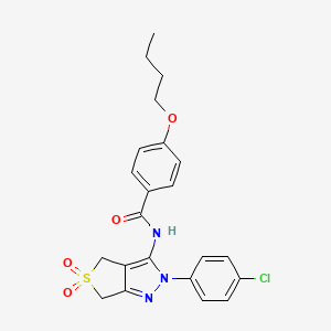 4-butoxy-N-(2-(4-chlorophenyl)-5,5-dioxido-4,6-dihydro-2H-thieno[3,4-c]pyrazol-3-yl)benzamide