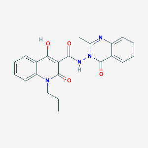 molecular formula C22H20N4O4 B11210391 4-hydroxy-N-(2-methyl-4-oxoquinazolin-3(4H)-yl)-2-oxo-1-propyl-1,2-dihydroquinoline-3-carboxamide 