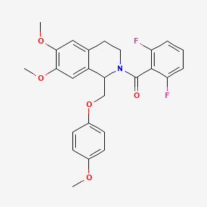 molecular formula C26H25F2NO5 B11210395 (2,6-difluorophenyl)(6,7-dimethoxy-1-((4-methoxyphenoxy)methyl)-3,4-dihydroisoquinolin-2(1H)-yl)methanone 