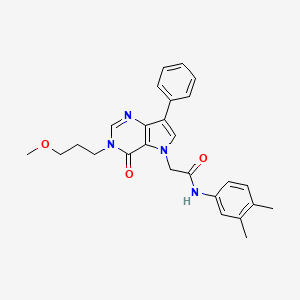 molecular formula C26H28N4O3 B11210421 N-(3,4-dimethylphenyl)-2-[3-(3-methoxypropyl)-4-oxo-7-phenyl-3,4-dihydro-5H-pyrrolo[3,2-d]pyrimidin-5-yl]acetamide 