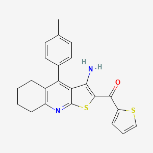 molecular formula C23H20N2OS2 B11210437 [3-Amino-4-(4-methylphenyl)-5,6,7,8-tetrahydrothieno[2,3-b]quinolin-2-yl](thiophen-2-yl)methanone 