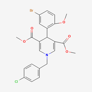 molecular formula C23H21BrClNO5 B11210441 Dimethyl 4-(5-bromo-2-methoxyphenyl)-1-(4-chlorobenzyl)-1,4-dihydropyridine-3,5-dicarboxylate 