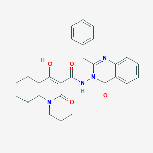 4-hydroxy-1-(2-methylpropyl)-2-oxo-N-[4-oxo-2-(phenylmethyl)-3-quinazolinyl]-5,6,7,8-tetrahydroquinoline-3-carboxamide