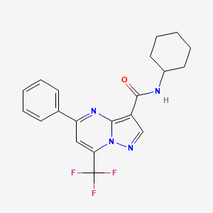 molecular formula C20H19F3N4O B11210461 N-cyclohexyl-5-phenyl-7-(trifluoromethyl)pyrazolo[1,5-a]pyrimidine-3-carboxamide 