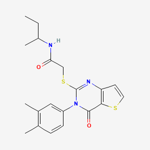 molecular formula C20H23N3O2S2 B11210492 N-(butan-2-yl)-2-{[3-(3,4-dimethylphenyl)-4-oxo-3,4-dihydrothieno[3,2-d]pyrimidin-2-yl]sulfanyl}acetamide 