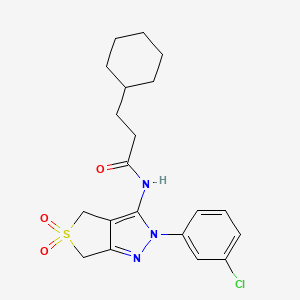 N-(2-(3-chlorophenyl)-5,5-dioxido-4,6-dihydro-2H-thieno[3,4-c]pyrazol-3-yl)-3-cyclohexylpropanamide