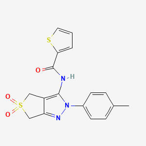 molecular formula C17H15N3O3S2 B11210555 N-(5,5-dioxido-2-(p-tolyl)-4,6-dihydro-2H-thieno[3,4-c]pyrazol-3-yl)thiophene-2-carboxamide 