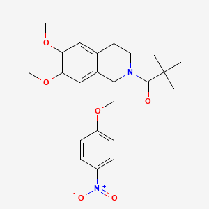 1-(6,7-dimethoxy-1-((4-nitrophenoxy)methyl)-3,4-dihydroisoquinolin-2(1H)-yl)-2,2-dimethylpropan-1-one