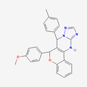 molecular formula C26H22N4O2 B11210584 6-(4-methoxyphenyl)-7-(4-methylphenyl)-7,12-dihydro-6H-chromeno[4,3-d][1,2,4]triazolo[1,5-a]pyrimidine 