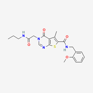 N-[(2-methoxyphenyl)methyl]-5-methyl-4-oxo-3-[2-oxo-2-(propylamino)ethyl]thieno[2,3-d]pyrimidine-6-carboxamide