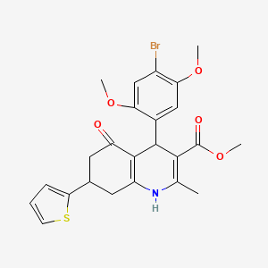 molecular formula C24H24BrNO5S B11210617 Methyl 4-(4-bromo-2,5-dimethoxyphenyl)-2-methyl-5-oxo-7-(thiophen-2-yl)-1,4,5,6,7,8-hexahydroquinoline-3-carboxylate 