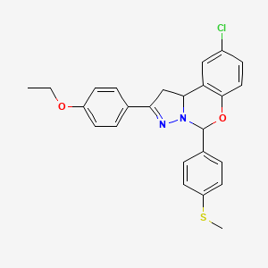 molecular formula C25H23ClN2O2S B11210618 9-Chloro-2-(4-ethoxyphenyl)-5-[4-(methylsulfanyl)phenyl]-1,10b-dihydropyrazolo[1,5-c][1,3]benzoxazine 