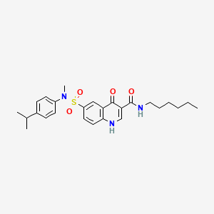 N-hexyl-6-[methyl-(4-propan-2-ylphenyl)sulfamoyl]-4-oxo-1H-quinoline-3-carboxamide