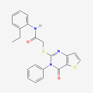 molecular formula C22H19N3O2S2 B11210703 N-(2-ethylphenyl)-2-[(4-oxo-3-phenyl-3,4-dihydrothieno[3,2-d]pyrimidin-2-yl)sulfanyl]acetamide 