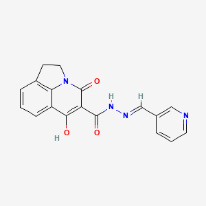 molecular formula C18H14N4O3 B11210720 6-Hydroxy-4-oxo-N'-[(E)-3-pyridinylmethylene]-1,2-dihydro-4H-pyrrolo[3,2,1-IJ]quinoline-5-carbohydrazide 