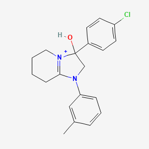 molecular formula C20H22ClN2O+ B11210798 3-(4-Chlorophenyl)-3-hydroxy-1-(3-methylphenyl)-2,3,5,6,7,8-hexahydroimidazo[1,2-a]pyridin-1-ium 