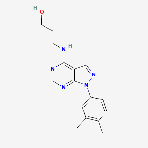 molecular formula C16H19N5O B11210810 3-{[1-(3,4-dimethylphenyl)-1H-pyrazolo[3,4-d]pyrimidin-4-yl]amino}propan-1-ol 