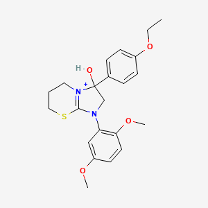 molecular formula C22H27N2O4S+ B11210828 1-(2,5-dimethoxyphenyl)-3-(4-ethoxyphenyl)-3-hydroxy-2,3,6,7-tetrahydro-5H-imidazo[2,1-b][1,3]thiazin-1-ium 