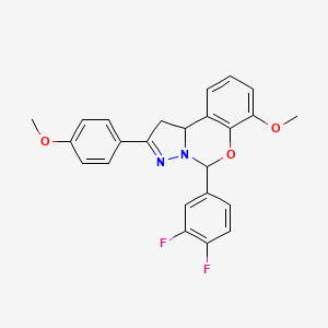 molecular formula C24H20F2N2O3 B11210890 5-(3,4-Difluorophenyl)-7-methoxy-2-(4-methoxyphenyl)-1,10b-dihydropyrazolo[1,5-c][1,3]benzoxazine 