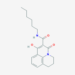 1-Hydroxy-3-oxo-6,7-dihydro-3H,5H-pyrido[3,2,1-ij]quinoline-2-carboxylic acid hexylamide