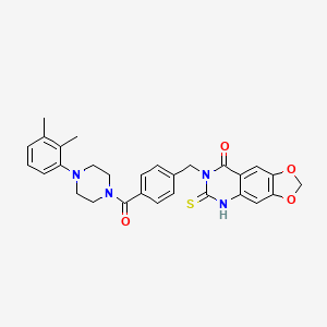 molecular formula C29H28N4O4S B11210915 7-(4-(4-(2,3-dimethylphenyl)piperazine-1-carbonyl)benzyl)-6-thioxo-6,7-dihydro-[1,3]dioxolo[4,5-g]quinazolin-8(5H)-one 