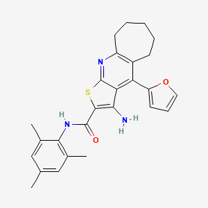 3-amino-4-(2-furyl)-N-mesityl-6,7,8,9-tetrahydro-5H-cyclohepta[b]thieno[3,2-e]pyridine-2-carboxamide