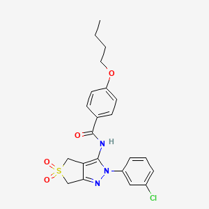 4-butoxy-N-(2-(3-chlorophenyl)-5,5-dioxido-4,6-dihydro-2H-thieno[3,4-c]pyrazol-3-yl)benzamide