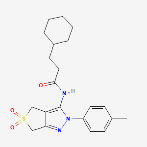 3-cyclohexyl-N-(5,5-dioxido-2-(p-tolyl)-4,6-dihydro-2H-thieno[3,4-c]pyrazol-3-yl)propanamide